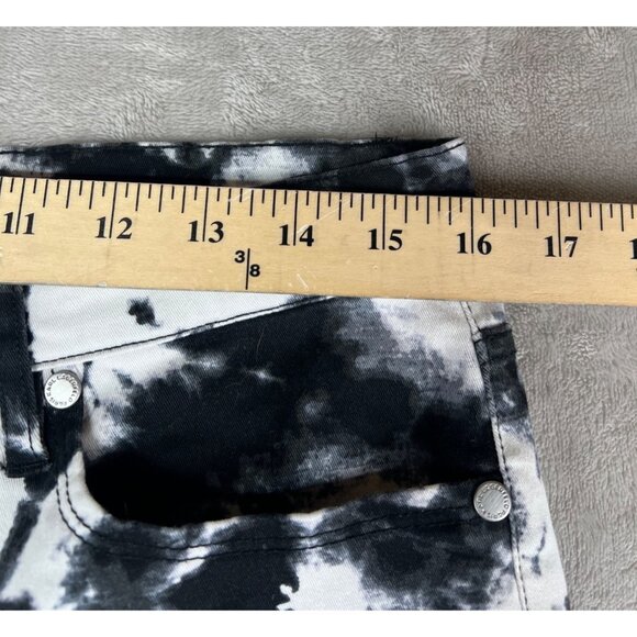 Karl Lagerfeld Tie-Dye Black & White Skinny Jeans Womens Size 12 Frayed Hem - Picture 9 of 14